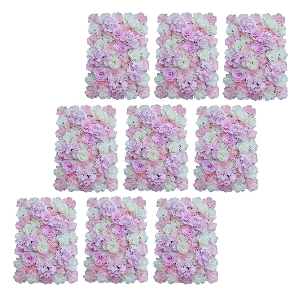 9 Pieces Artificial Flower Wall Panels Wedding Venue Decor Pink White