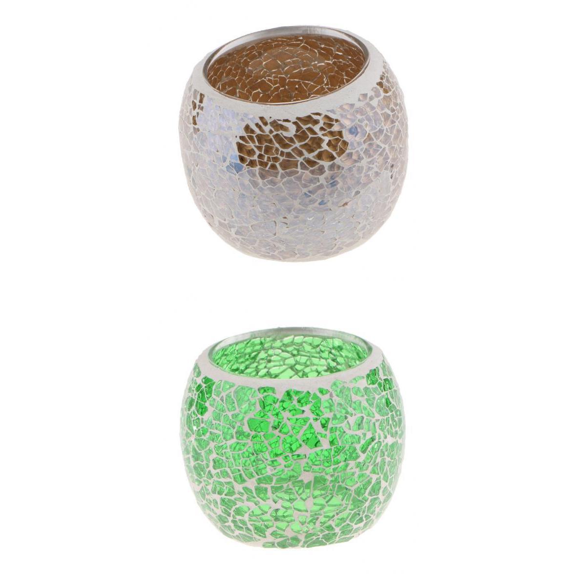2-set Moroccan Mosaic Glass Candleholder Tea Light Candelabra Candlestick