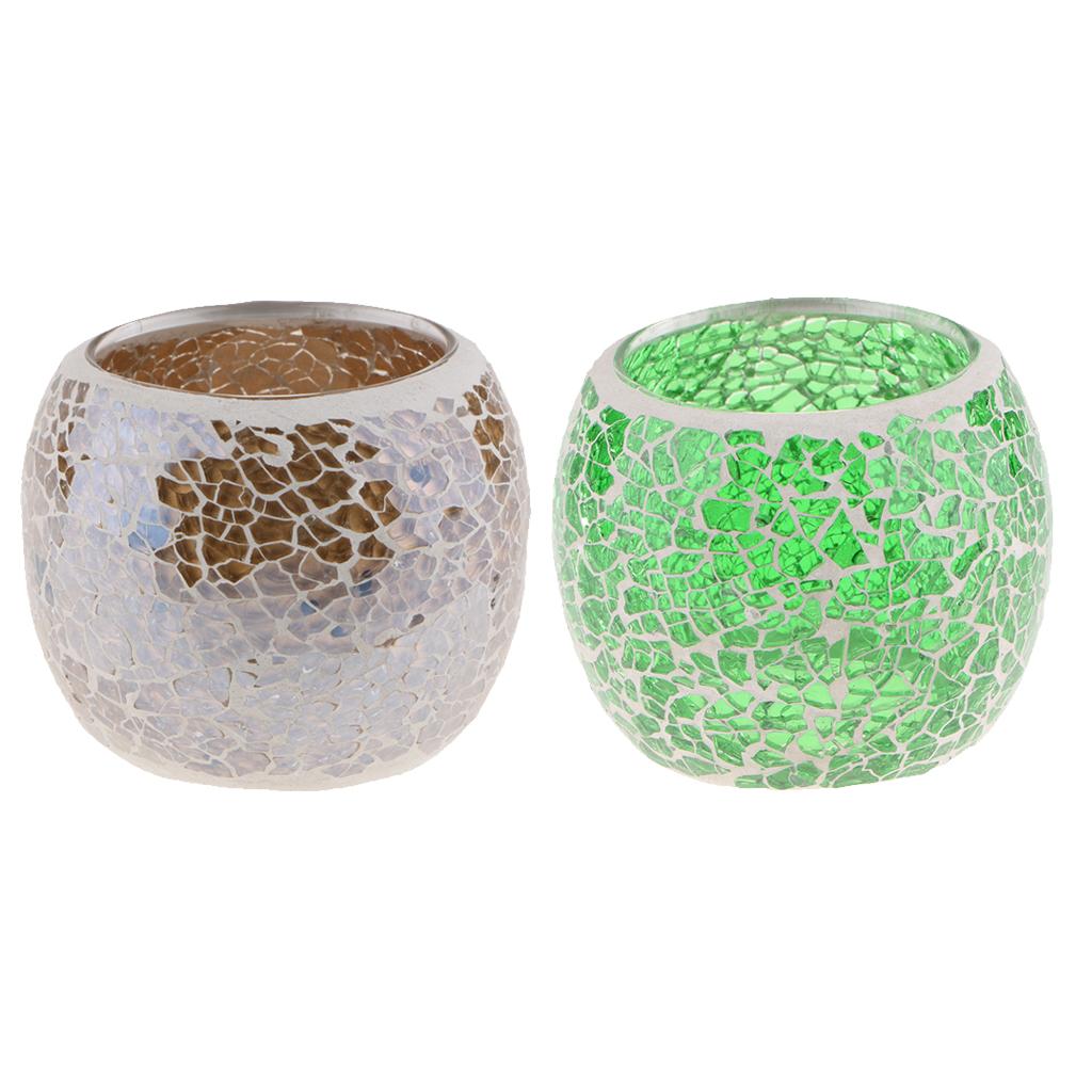 2-set Moroccan Mosaic Glass Candleholder Tea Light Candelabra Candlestick