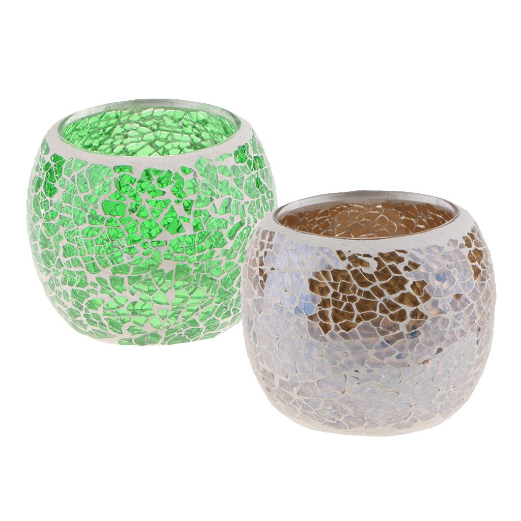2-set Moroccan Mosaic Glass Candleholder Tea Light Candelabra Candlestick