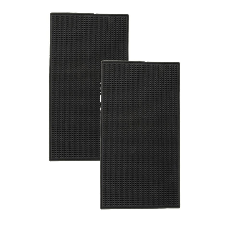 2pcs Black Rubber Bar Service Mat Beer Spill Mat for Home Pub Party 45x30cm