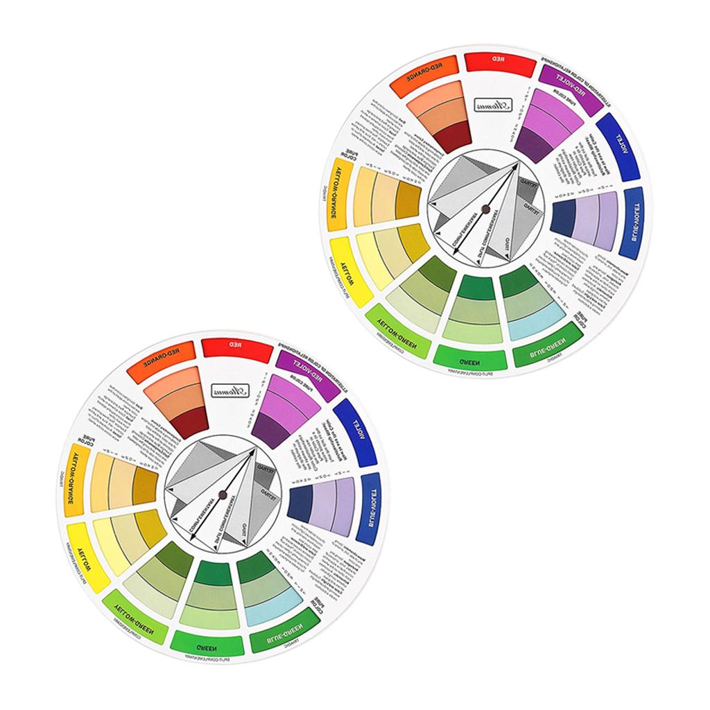 2x Color Wheel Mixing Guide Paint Pigment Matching Blending Palette Chart