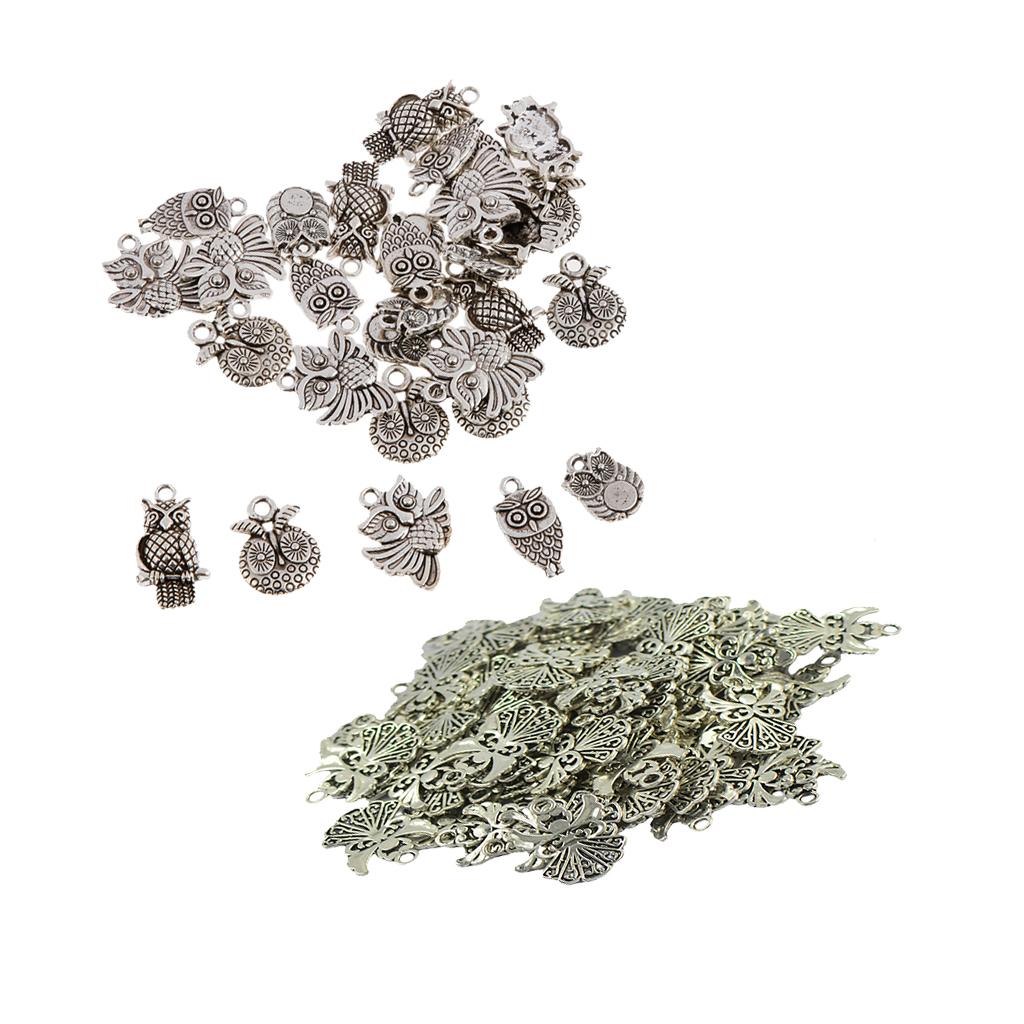 50x Tibetan Silver Angel Charms + 30x Owl Charms Jewelry DIY Crafts Decor