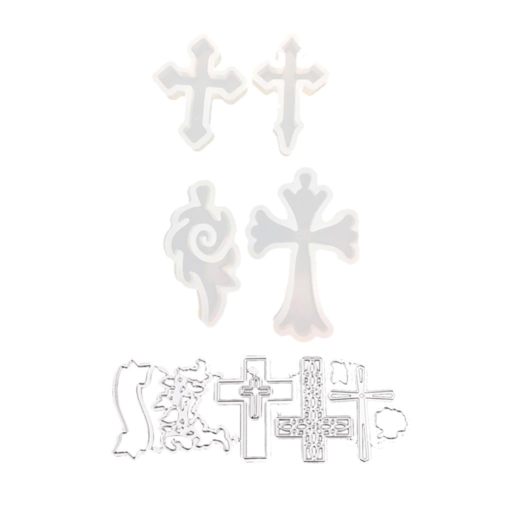 1set Cross Shape Silicone Molds +1 set Cross Metal Cutting Die for Xmas DIY