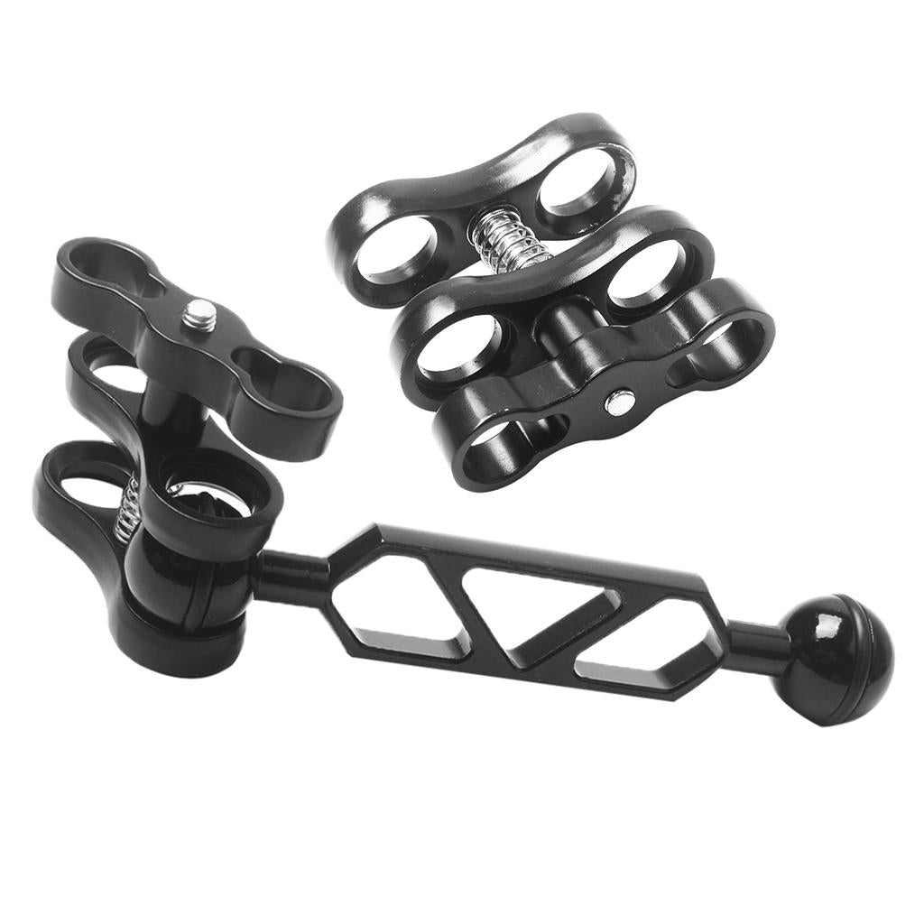3 Pieces Diving Light Dual Ball Joint Arm Clamp Mount for Underwater Camera