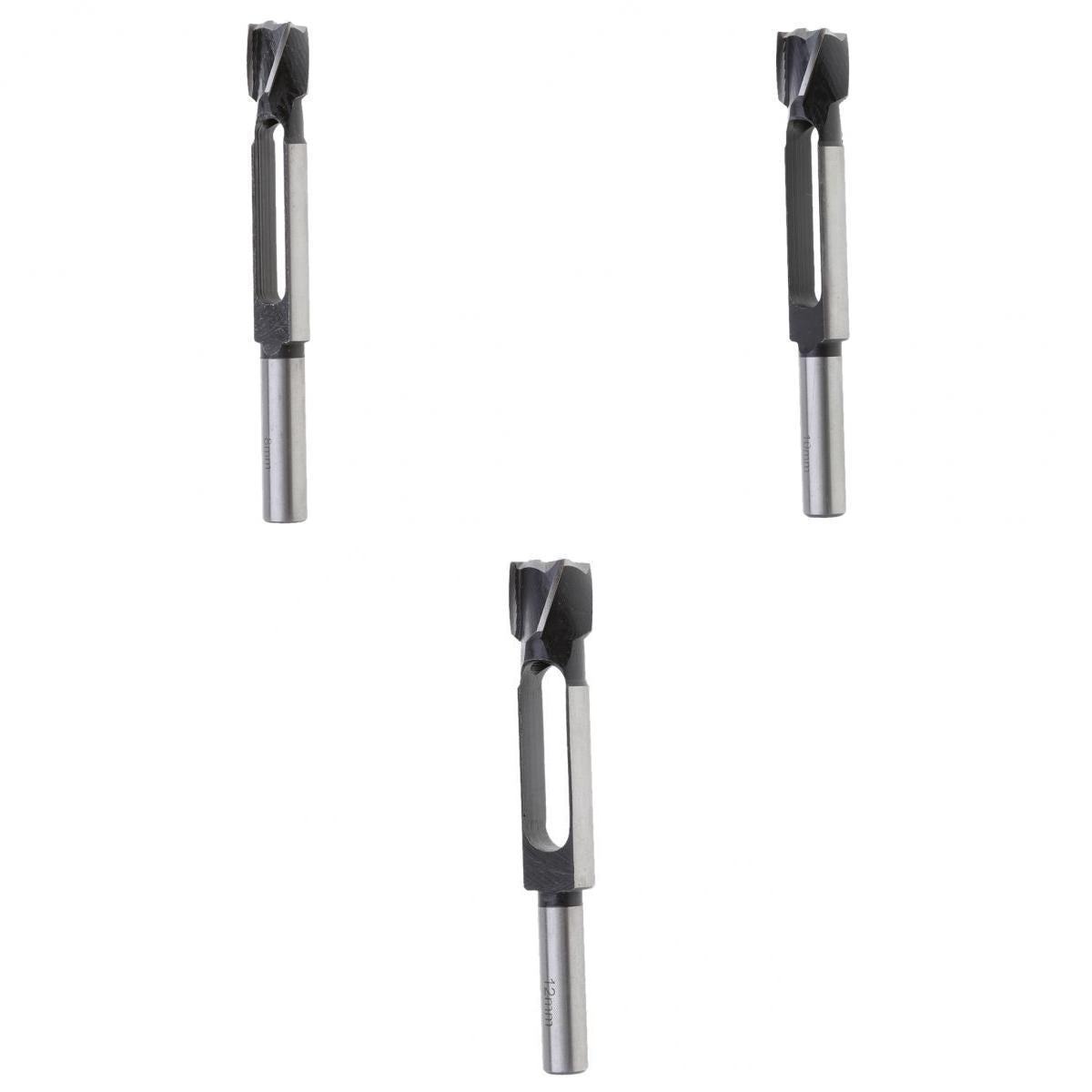 3 Pieces Snug Plug Cutters 13MM 1/2 Inch Shank 8mm+10mm+12mm