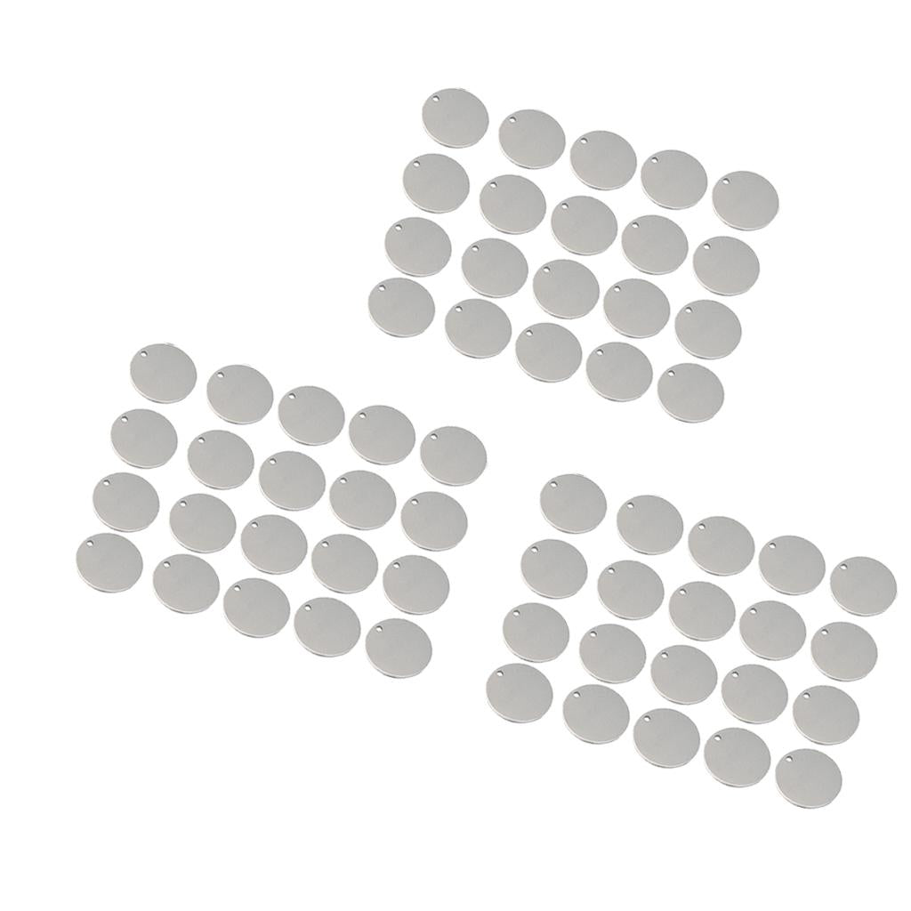 60x Round Stainless Steel Tag Findings Pet Identification Metal Blanks 12mm