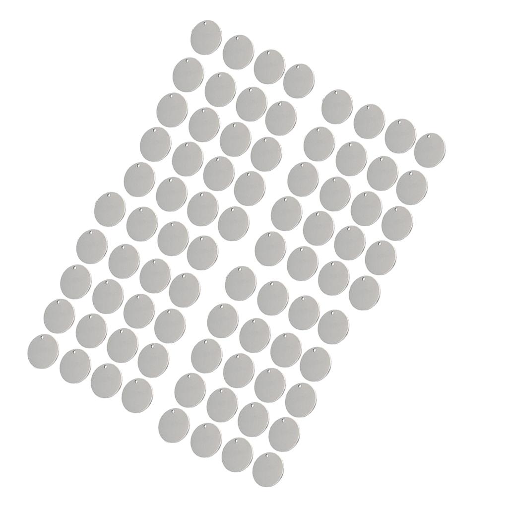 80x Round Stainless Steel Tag Findings Pet Identification Metal Blanks 12mm