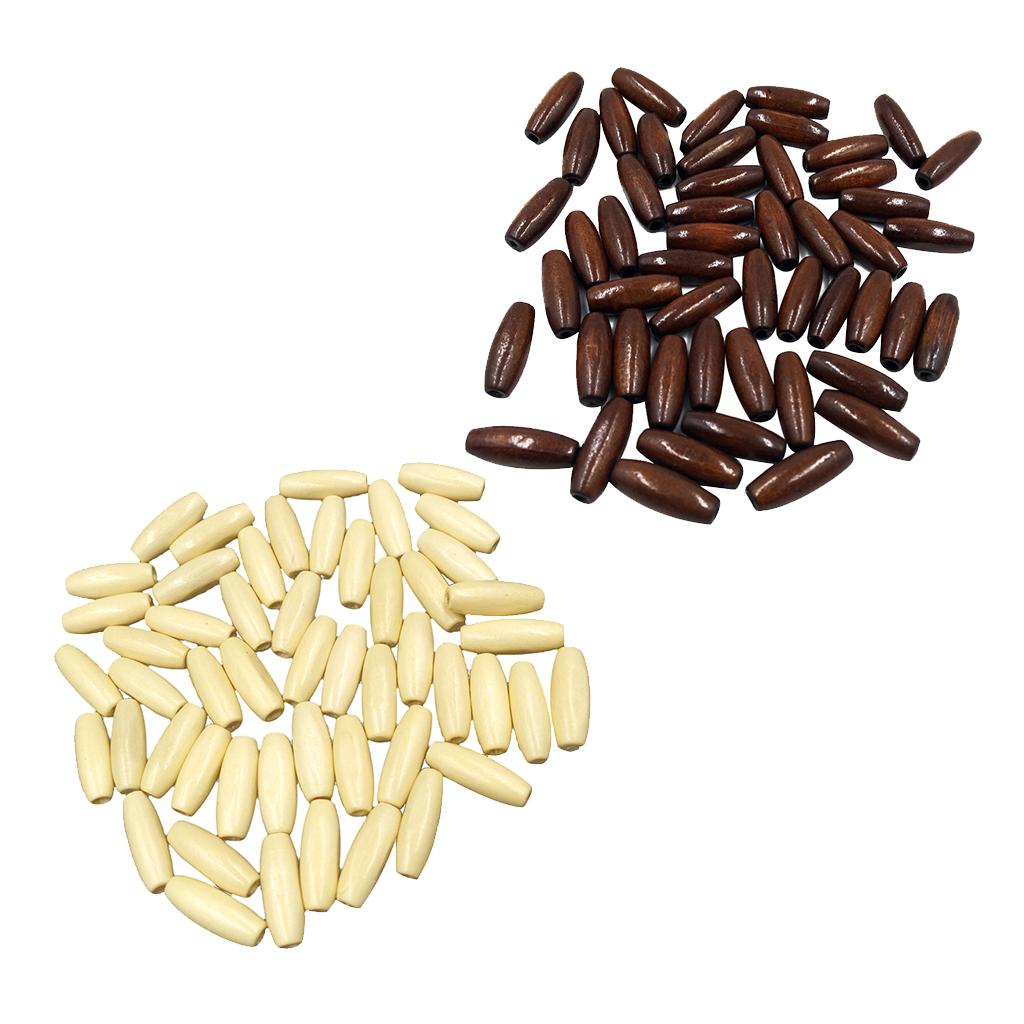 200pcs Wood Oval Crafts Loose Beads Jewelry Making Accessory Beige+Coffee