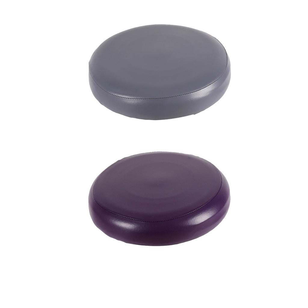2x Home Bar Stool Covers PU Leather Round Seat Cushion Sleeve Grey +Purple