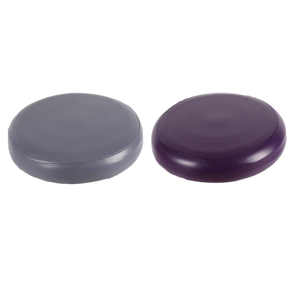 2x Home Bar Stool Covers PU Leather Round Seat Cushion Sleeve Grey +Purple