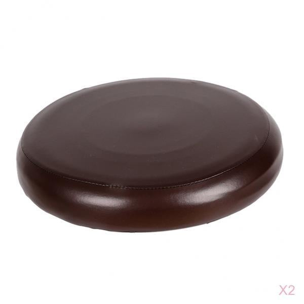 2x Home Bar Stool Covers PU Leather Round Seat Cushion Sleeve Coffee