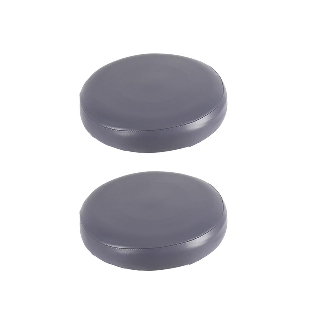 2x Home Bar Stool Covers PU Leather Round Seat Cushion Sleeve Grey