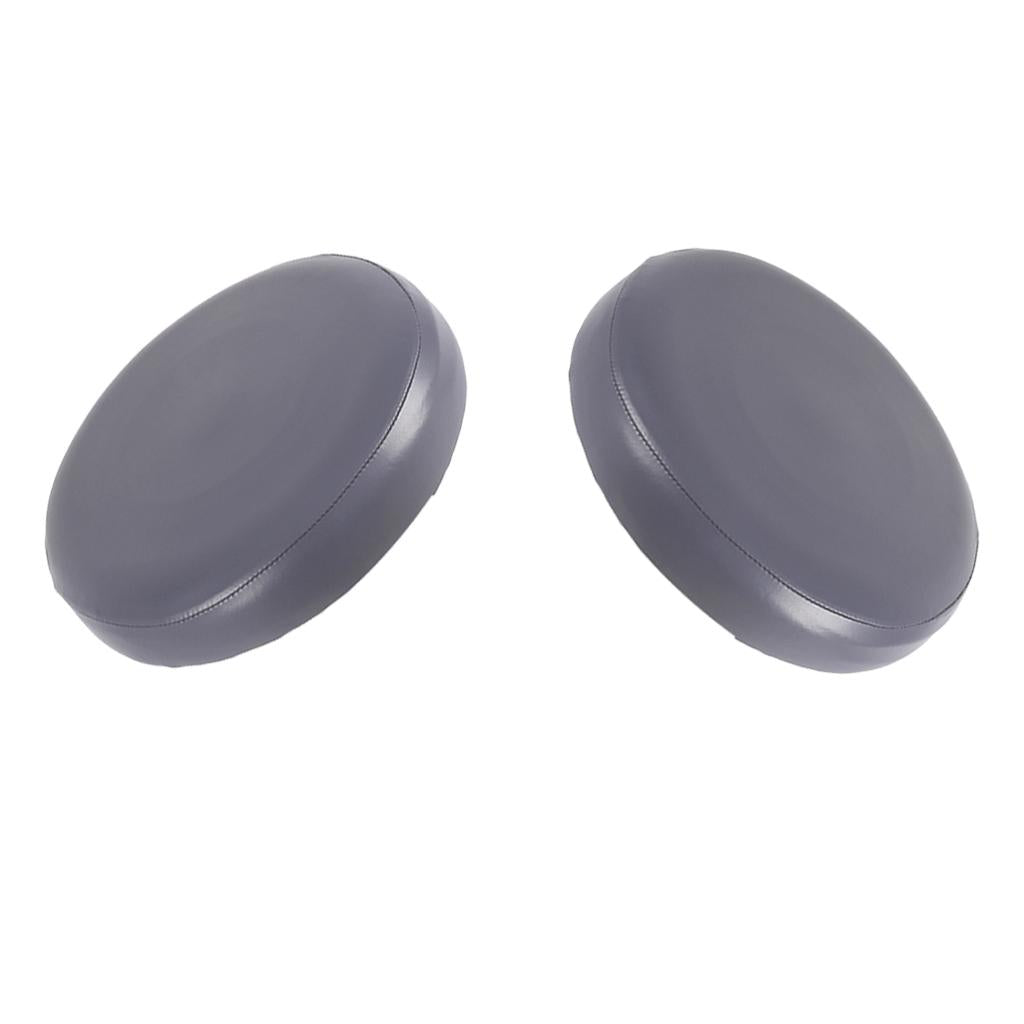 2x Home Bar Stool Covers PU Leather Round Seat Cushion Sleeve Grey