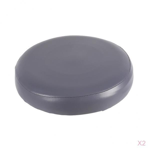 2x Home Bar Stool Covers PU Leather Round Seat Cushion Sleeve Grey