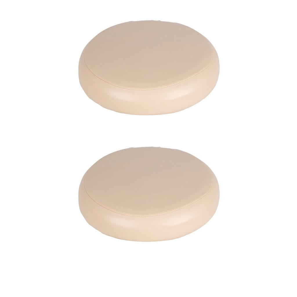 2x Home Bar Stool Covers PU Leather Round Seat Cushion Sleeve Champagne