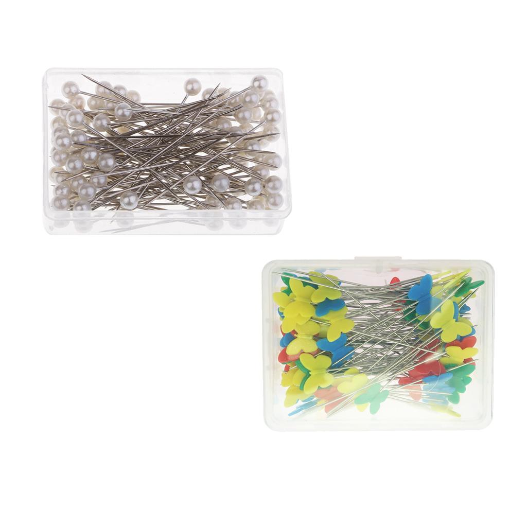 200Pcs Butterfly & Pearl Shape Dress Maker Pins for DIY Sewing Quilting Tool