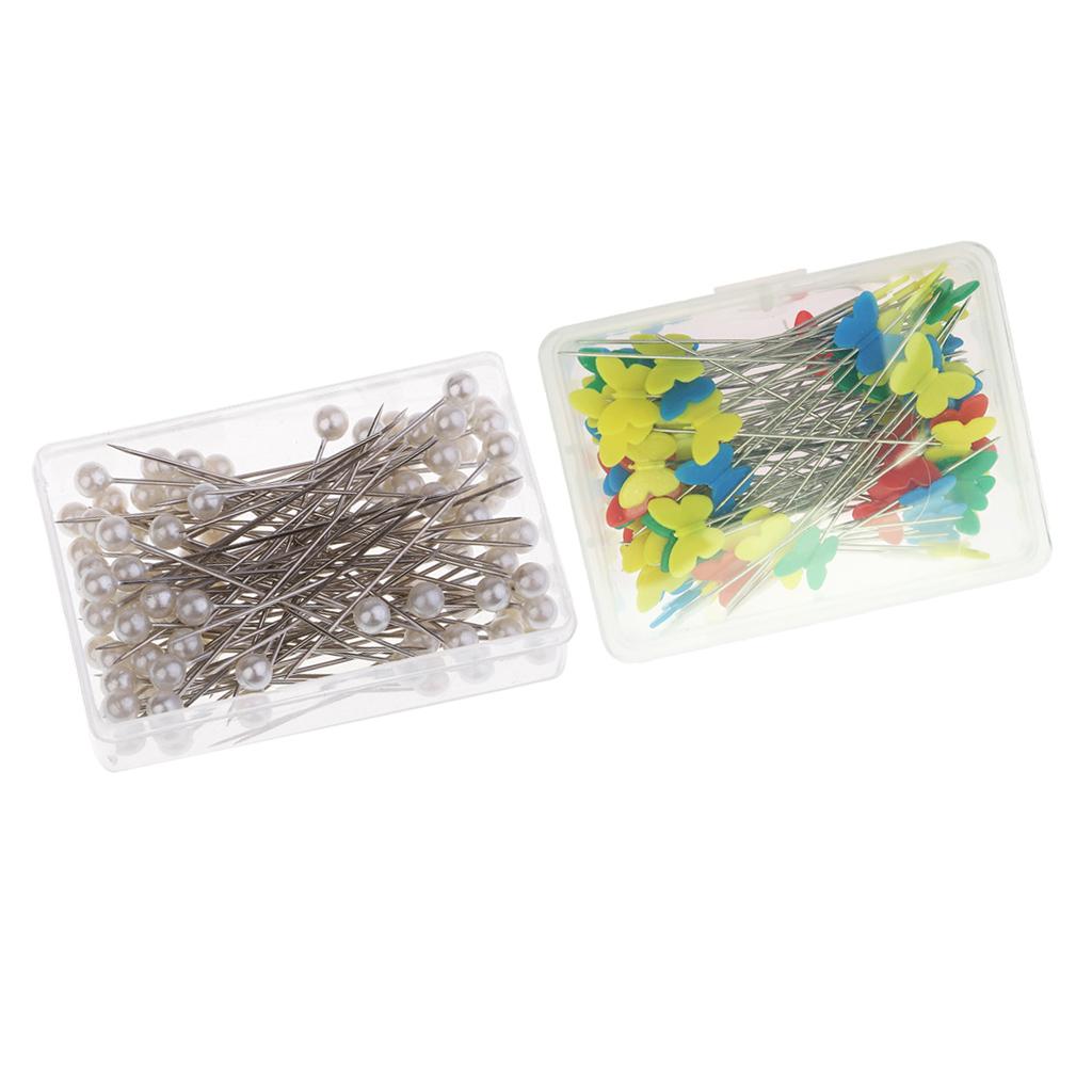 200Pcs Butterfly & Pearl Shape Dress Maker Pins for DIY Sewing Quilting Tool