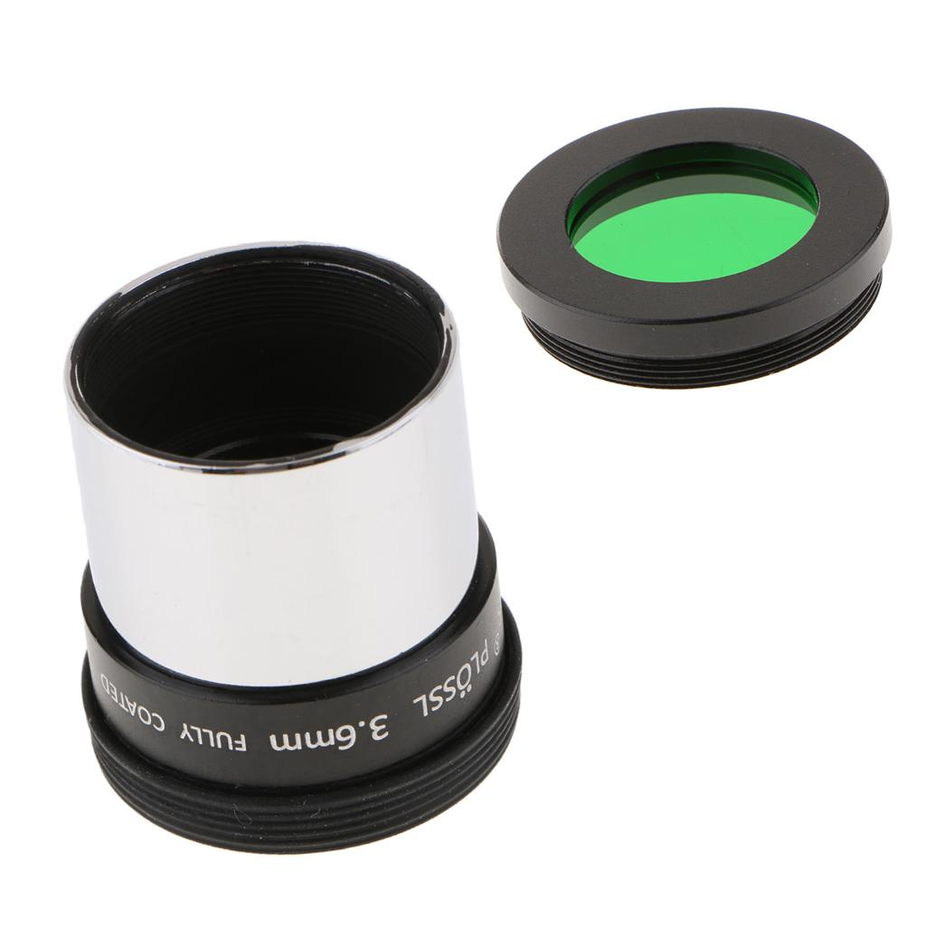 1.25inch Telescope Eyepiece Lens Plossl 3.6mm for Astronomy & Filter Green