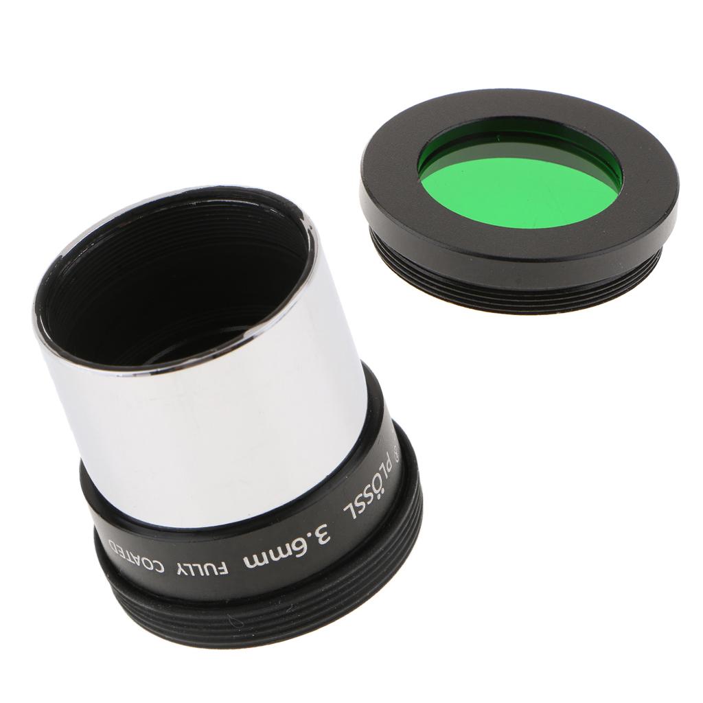 1.25inch Telescope Eyepiece Lens Plossl 3.6mm for Astronomy & Filter Green