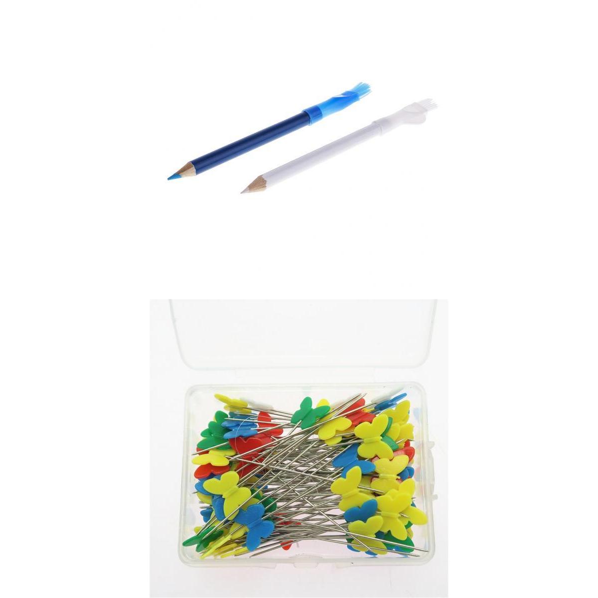 100Pcs Dressmaking Sewing Pins With 2Pcs Tailors Chalk Pen Pencil For Sewing