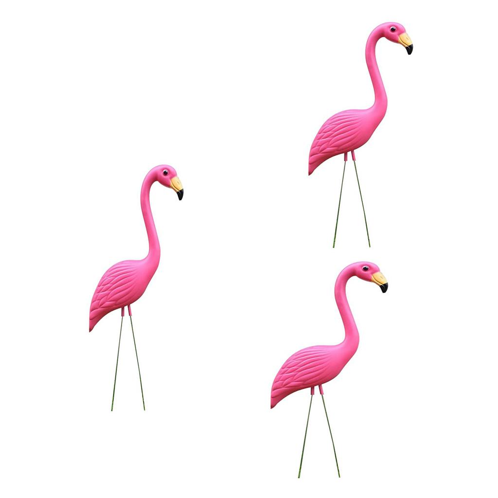 3pcs Lifelike Plastic Flamingo Statue Garden Sculpture Yard Lawn Ornaments