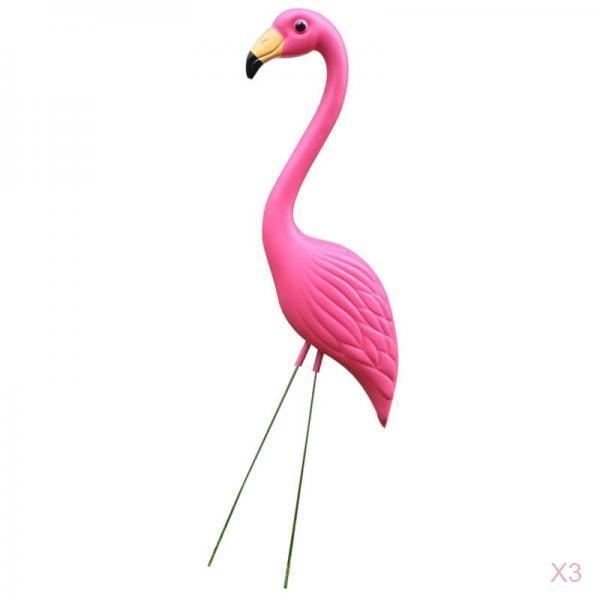 3pcs Lifelike Plastic Flamingo Statue Garden Sculpture Yard Lawn Ornaments