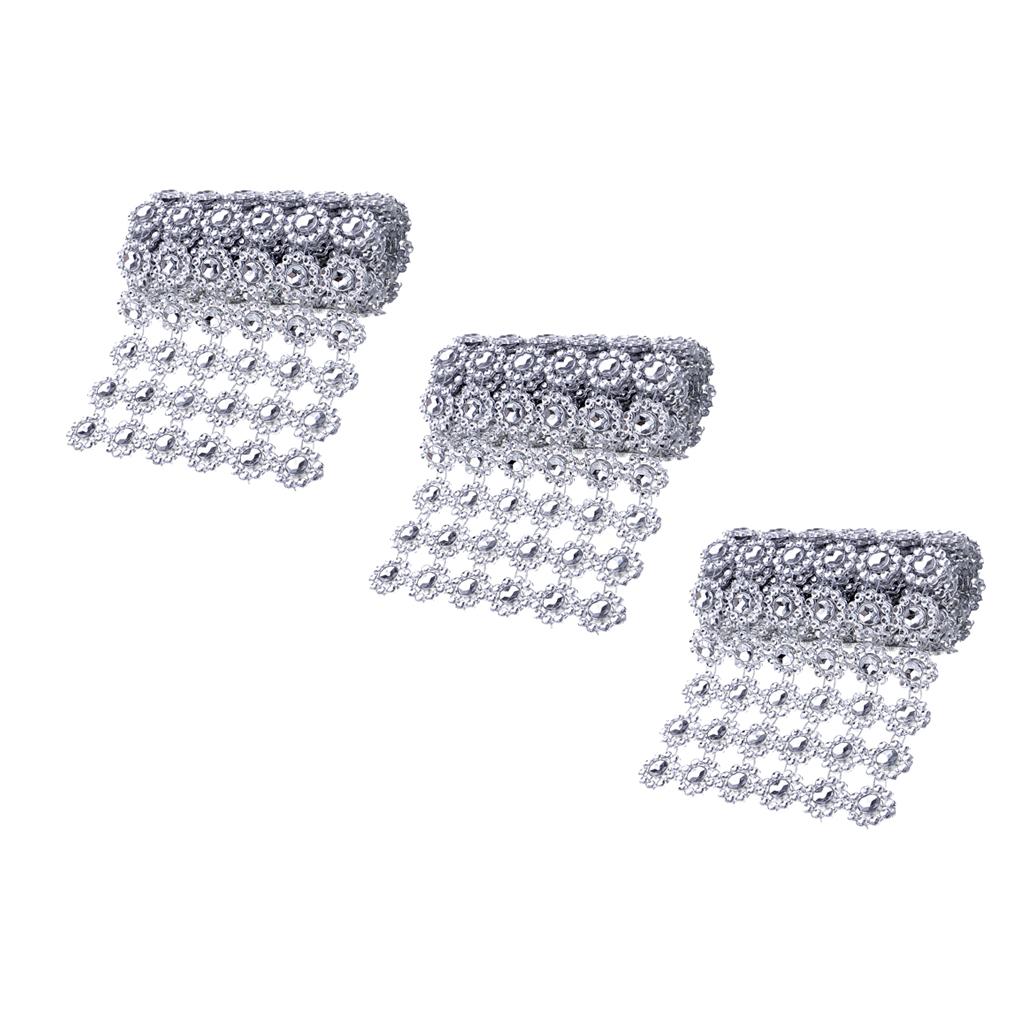 3Pcs 1 Yards SunFlower Rhinestone Chain Ribbon Trim Sewing Decor Applique
