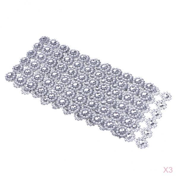 3Pcs 1 Yards SunFlower Rhinestone Chain Ribbon Trim Sewing Decor Applique