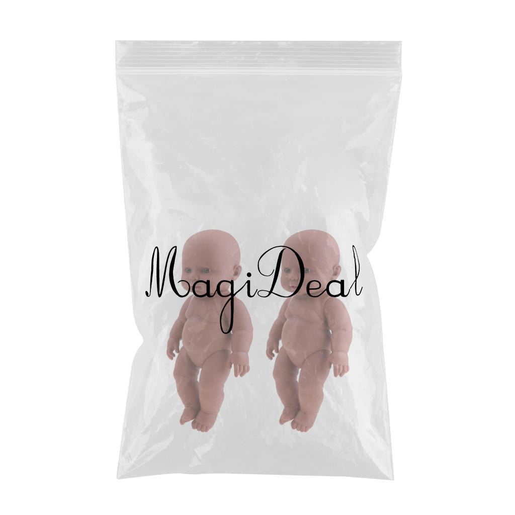 2 Pieces 30cm Vinyl Newborn Baby Girl Doll Kid Sleeping Toy Coffee Color