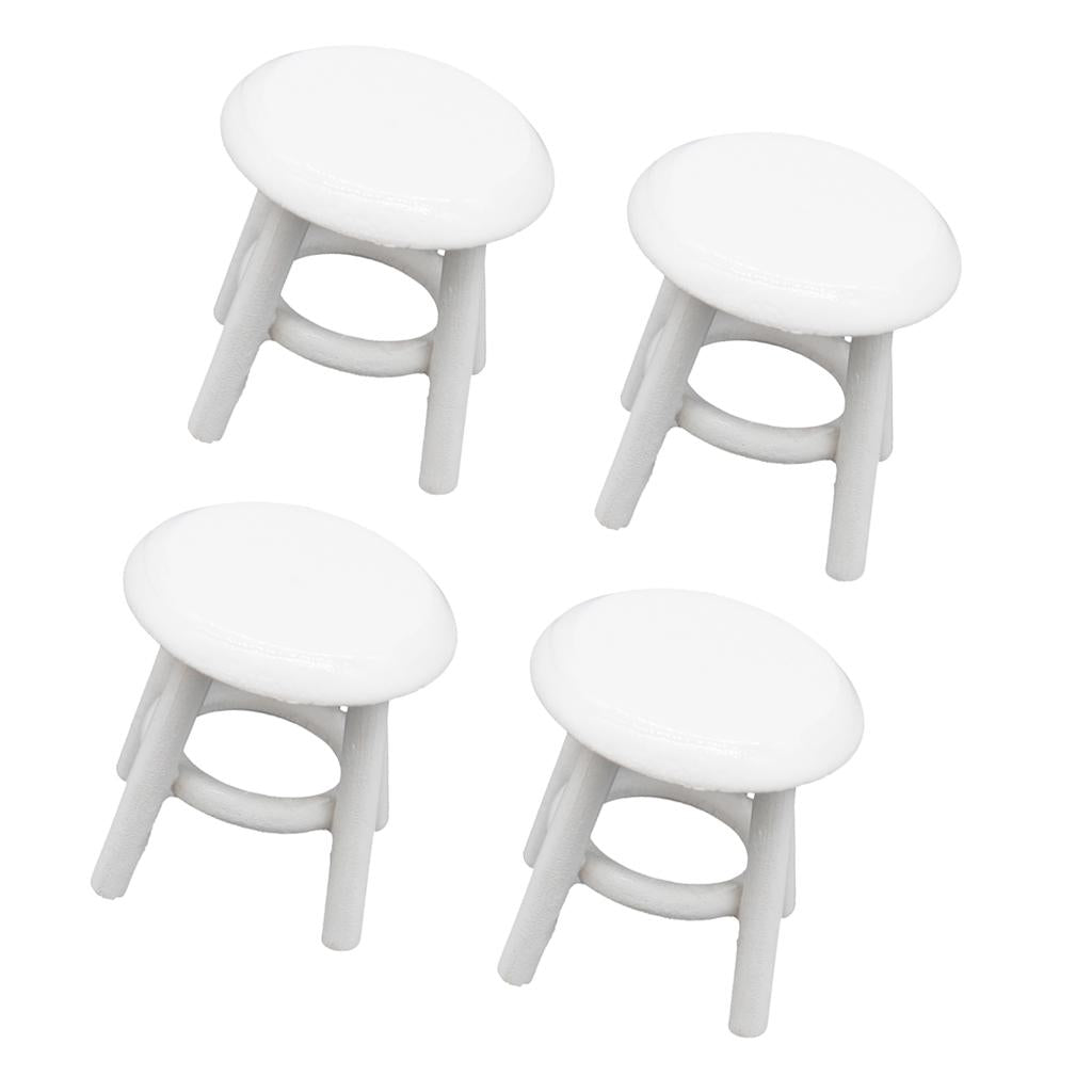 4 Set 1/12 Dollhouse Miniature Furniture Wood Stool Chair Room Garden Decor