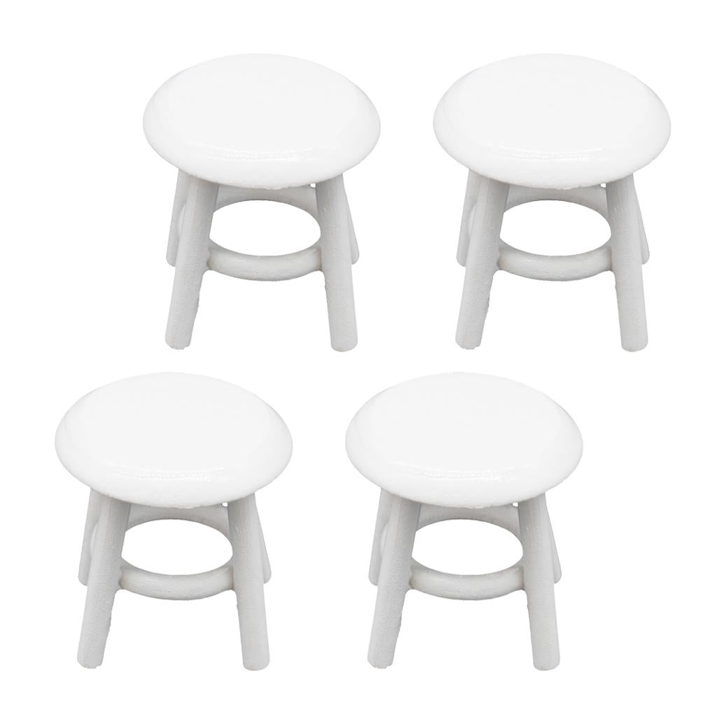 4 Set 1/12 Dollhouse Miniature Furniture Wood Stool Chair Room Garden Decor
