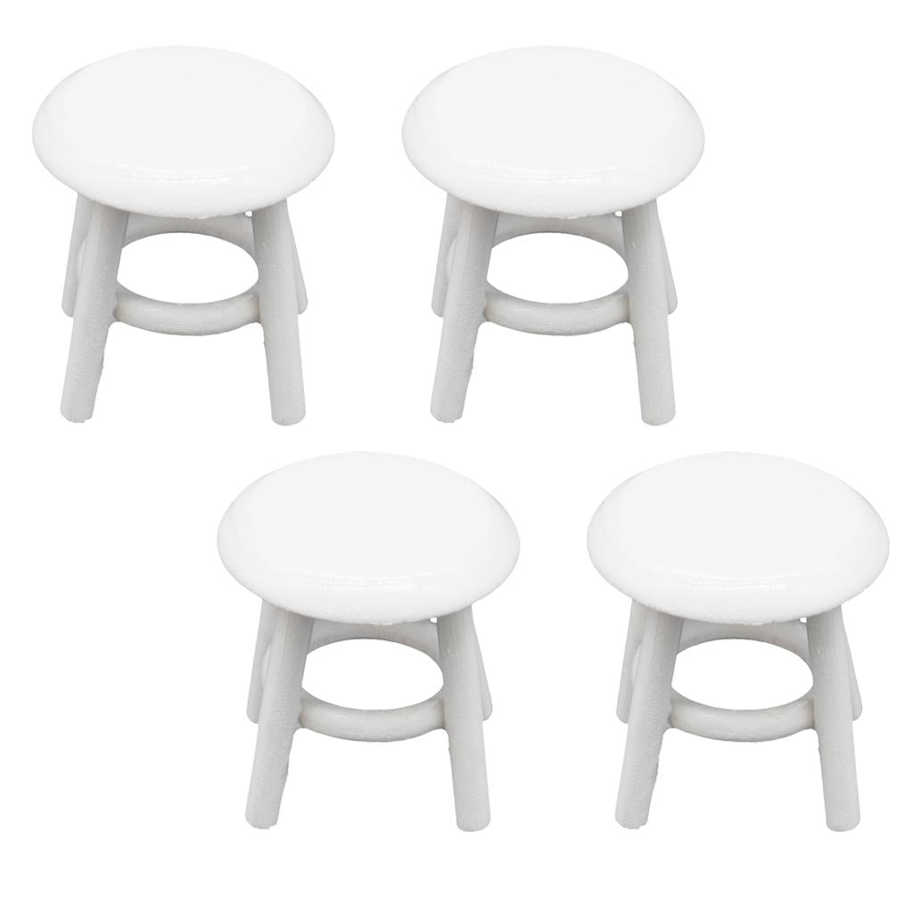 4 Set 1/12 Dollhouse Miniature Furniture Wood Stool Chair Room Garden Decor