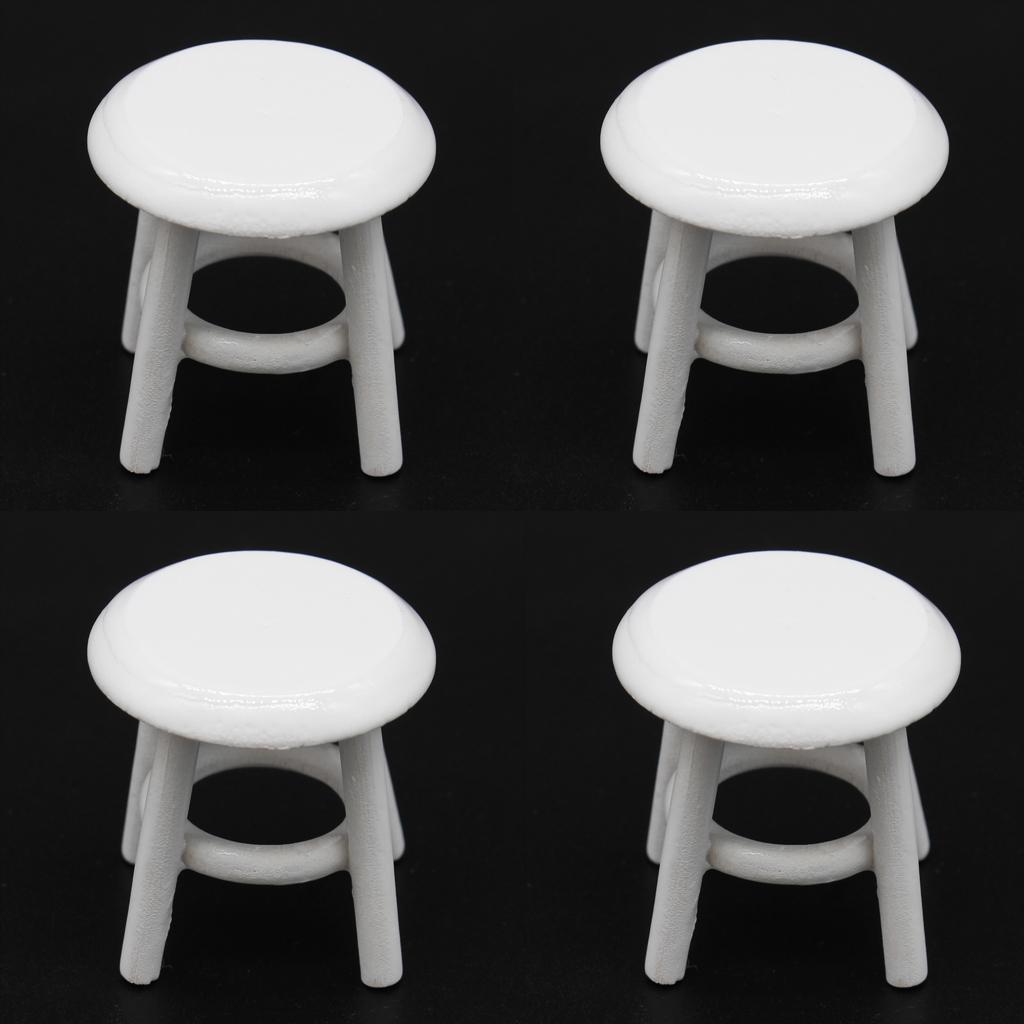 4 Set 1/12 Dollhouse Miniature Furniture Wood Stool Chair Room Garden Decor
