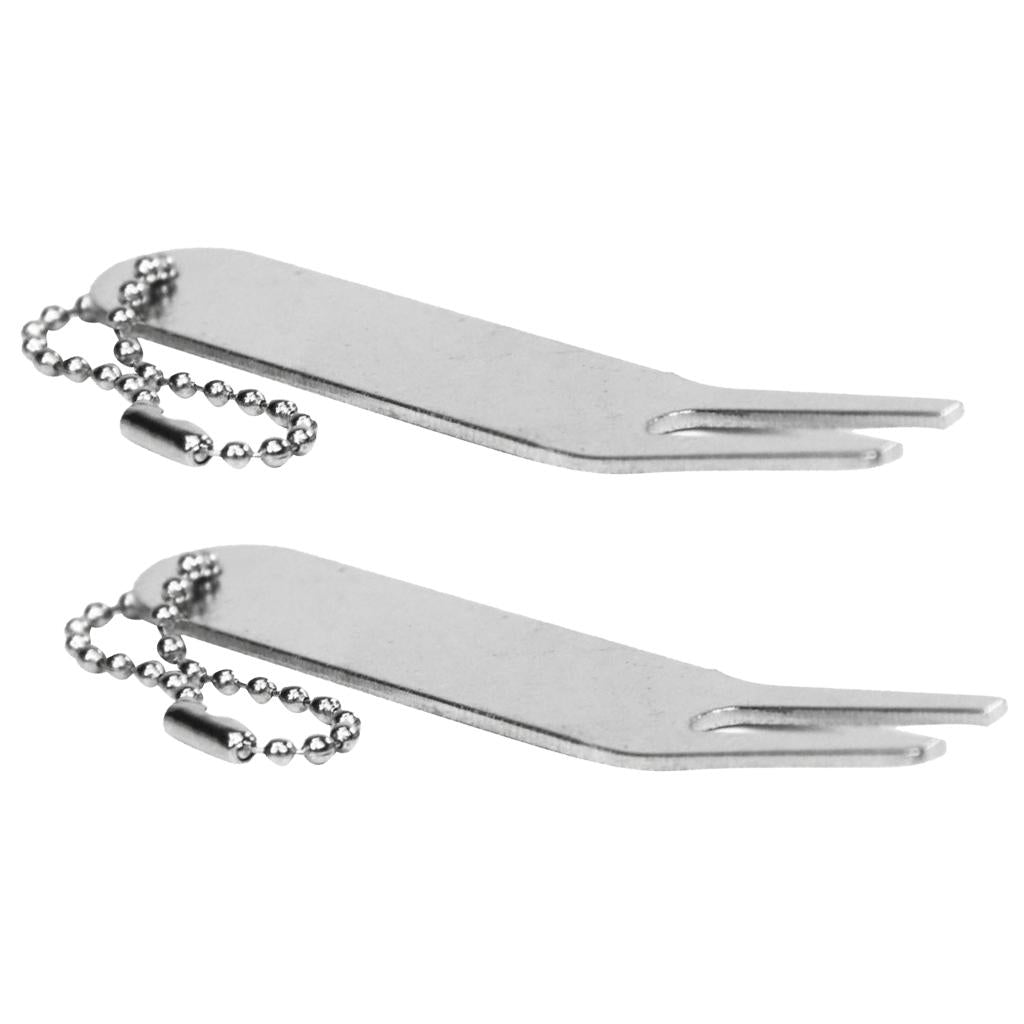 2x Zinc Alloy Golf Putting Green Divot Repair Tool Fork Gift for Golfer Club