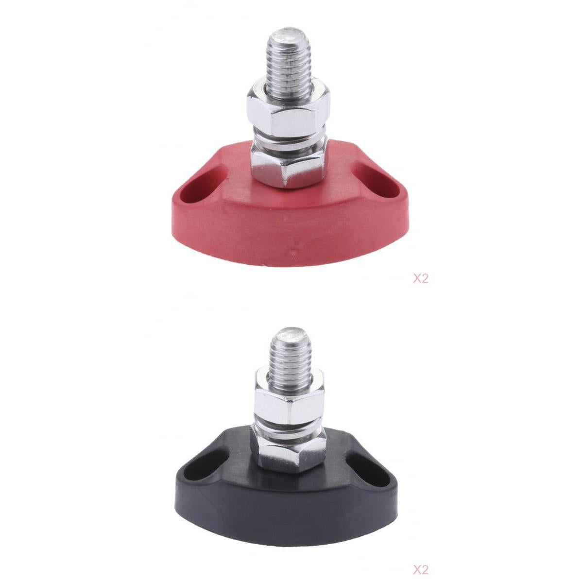 4Pieces Red & Black Junction Block Power Post Insulated Terminal Stud 6mm