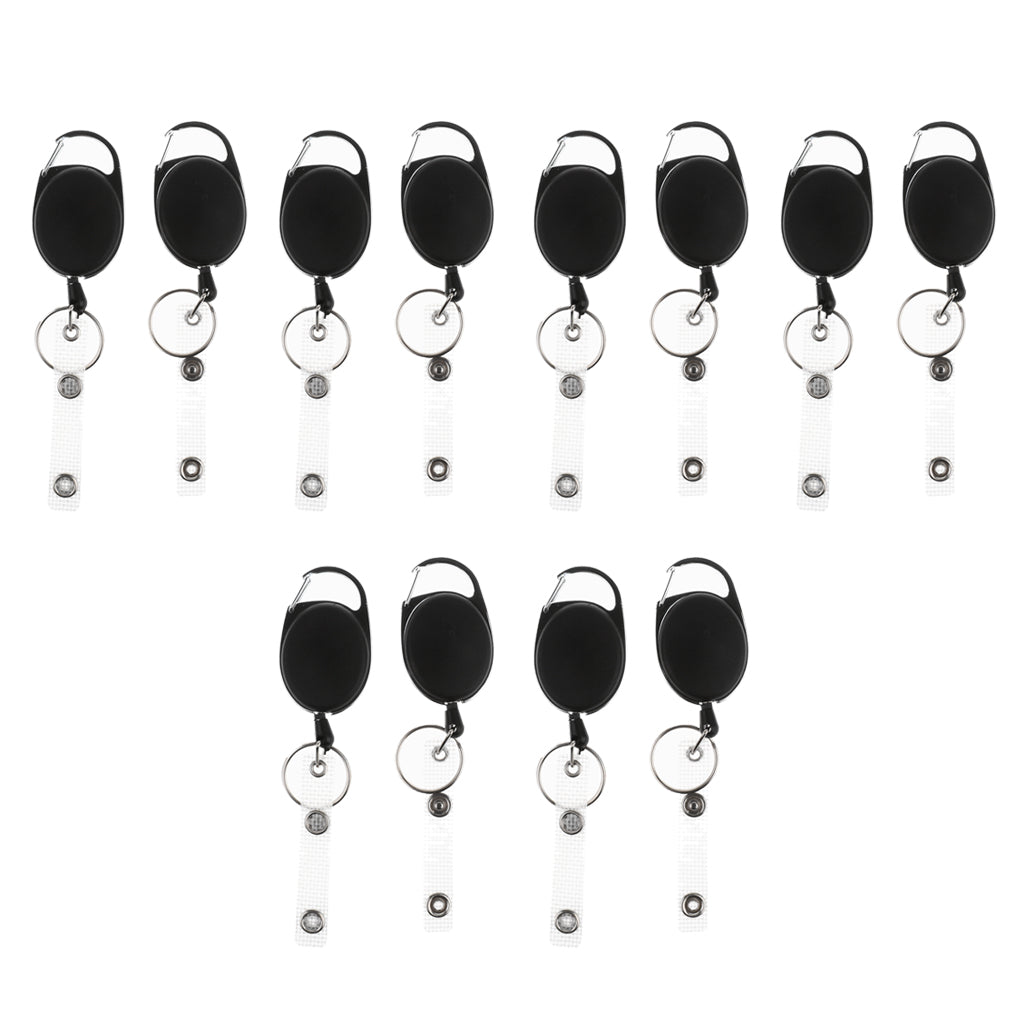 12pcs ID Cards/Key Retractable Clip Keychain Key Ring Pull Reel Key Chain