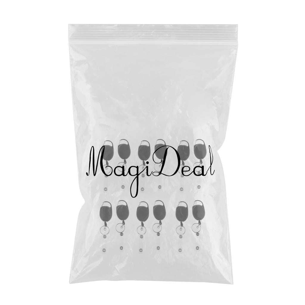 12pcs ID Cards/Key Retractable Clip Keychain Key Ring Pull Reel Key Chain