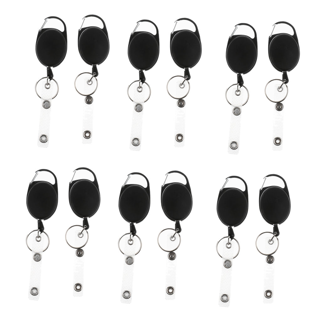 12pcs ID Cards/Key Retractable Clip Keychain Key Ring Pull Reel Key Chain
