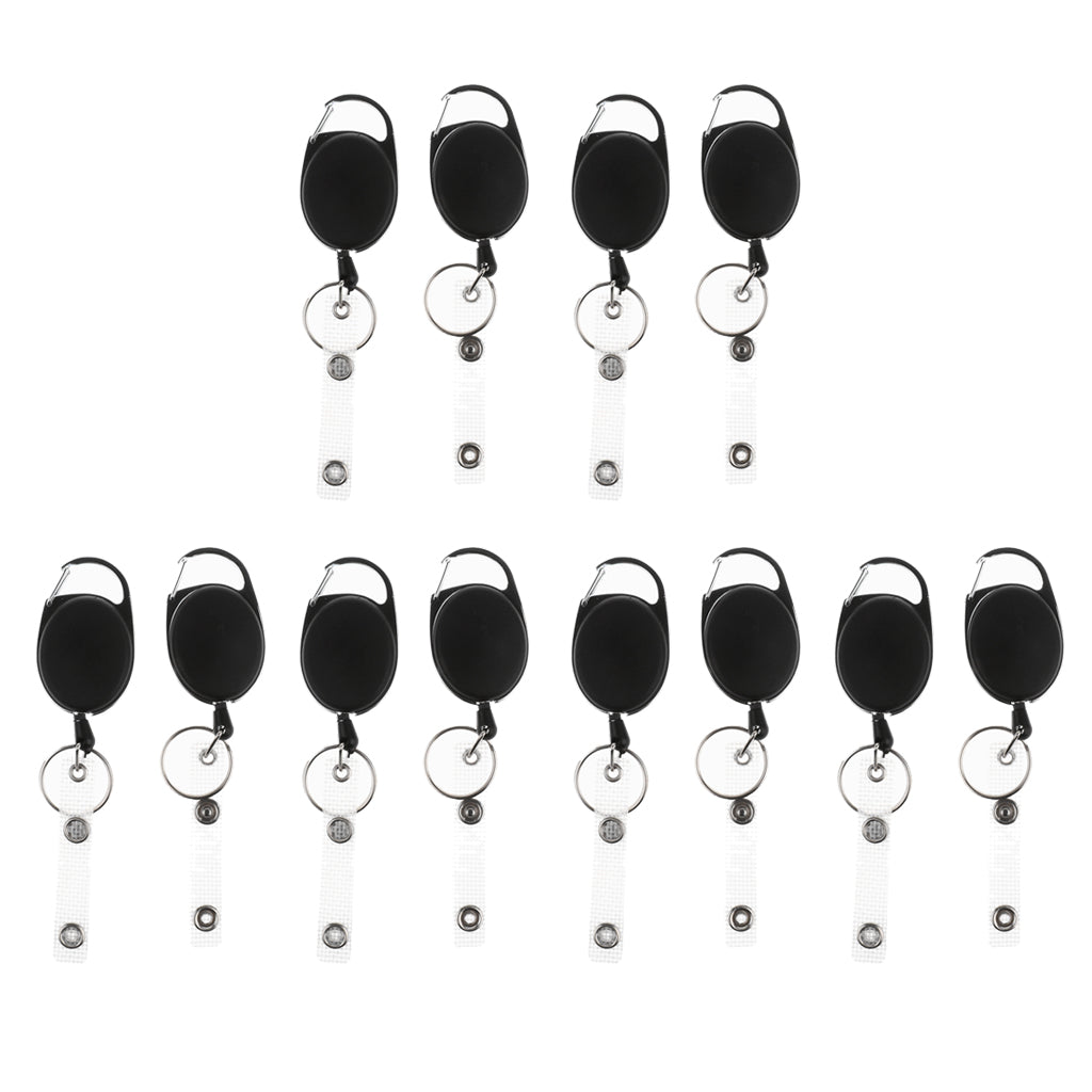 12pcs ID Cards/Key Retractable Clip Keychain Key Ring Pull Reel Key Chain