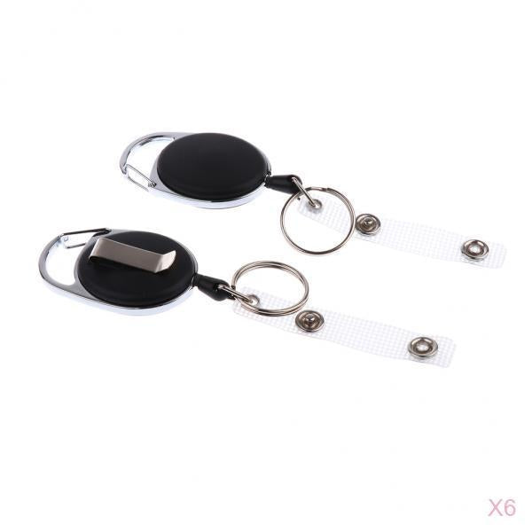 12pcs ID Cards/Key Retractable Clip Keychain Key Ring Pull Reel Key Chain