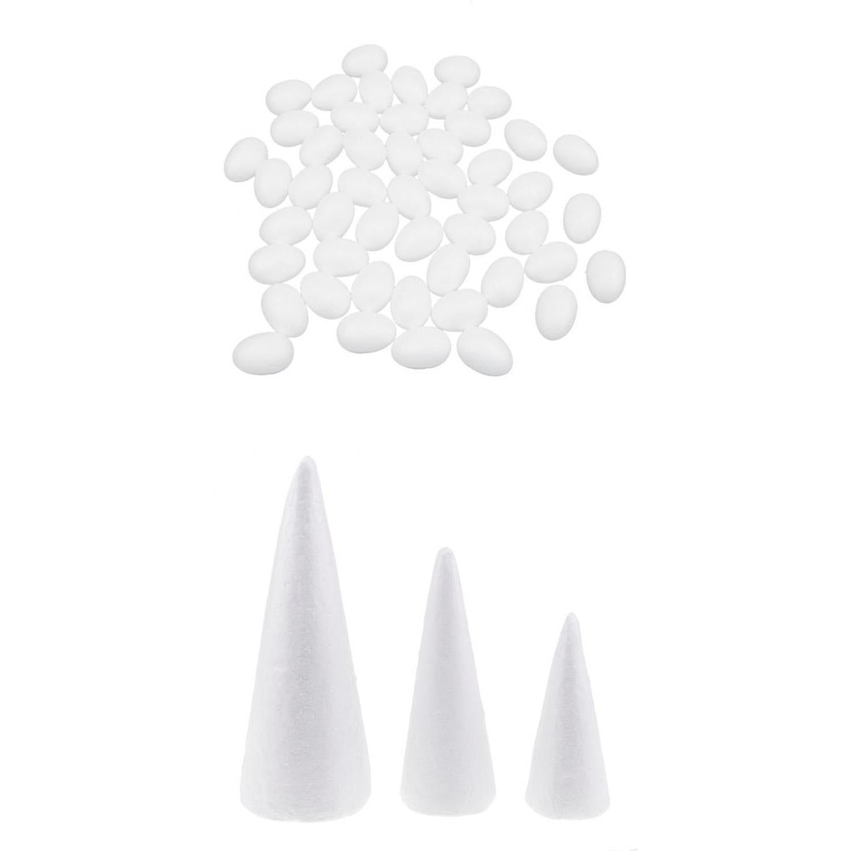 53x Cone/Egg Shape Styrofoam Foam Ornament for Handmade DIY Modelling Crafts