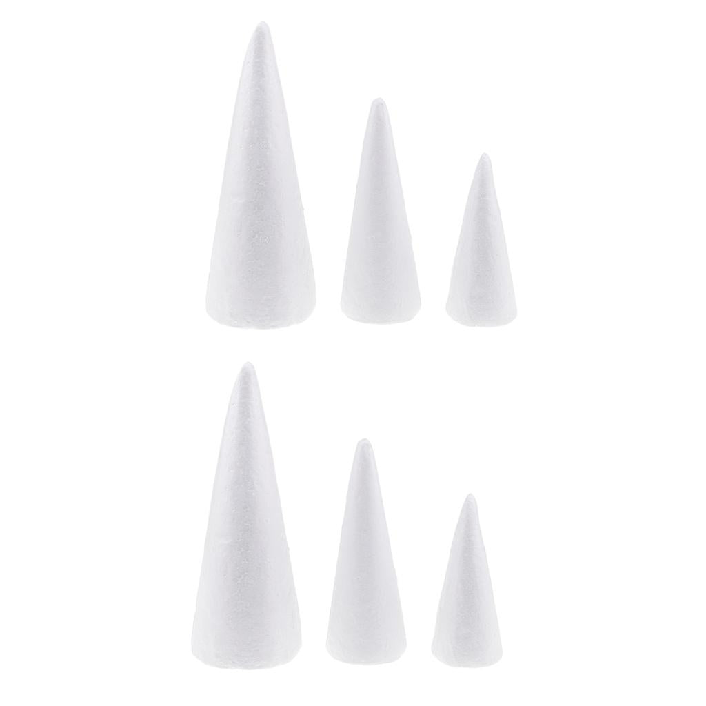 6Pcs Cone Shaped Styrofoam Foam Ornaments for Handmade DIY Modelling Crafts