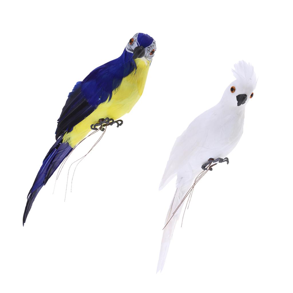2Pcs Realistic Macaw Parrot Artificial Feather Bird Animal Ornament Toy