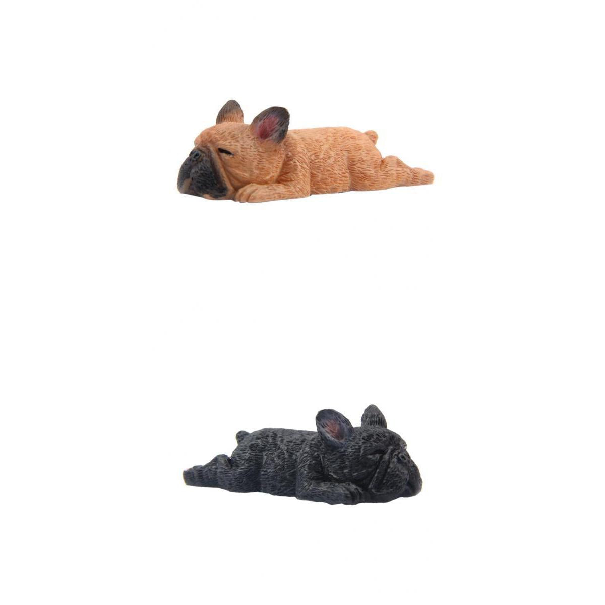 2Pcs Sleeping Corgi Dog Garden Mini Dollhouse Figurine Decor