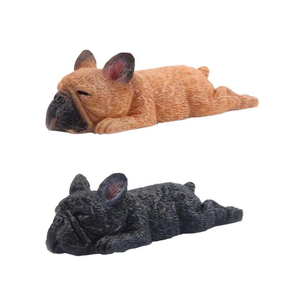 2Pcs Sleeping Corgi Dog Garden Mini Dollhouse Figurine Decor