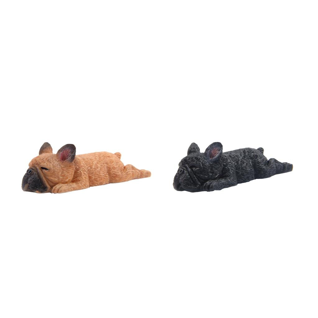 2Pcs Sleeping Corgi Dog Garden Mini Dollhouse Figurine Decor