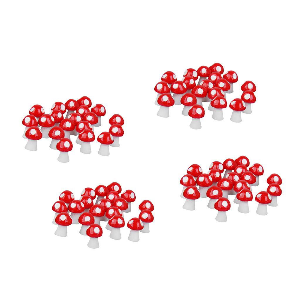 80pcs Miniature Dollhouse Bonsai Fairy Garden Landscape Mushroom Decor Red