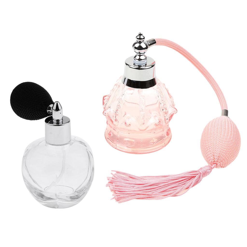 2Pieces Vintage Crystal Perfume Bottle Bulb Tassel Spray Atomizer 100ml Gift