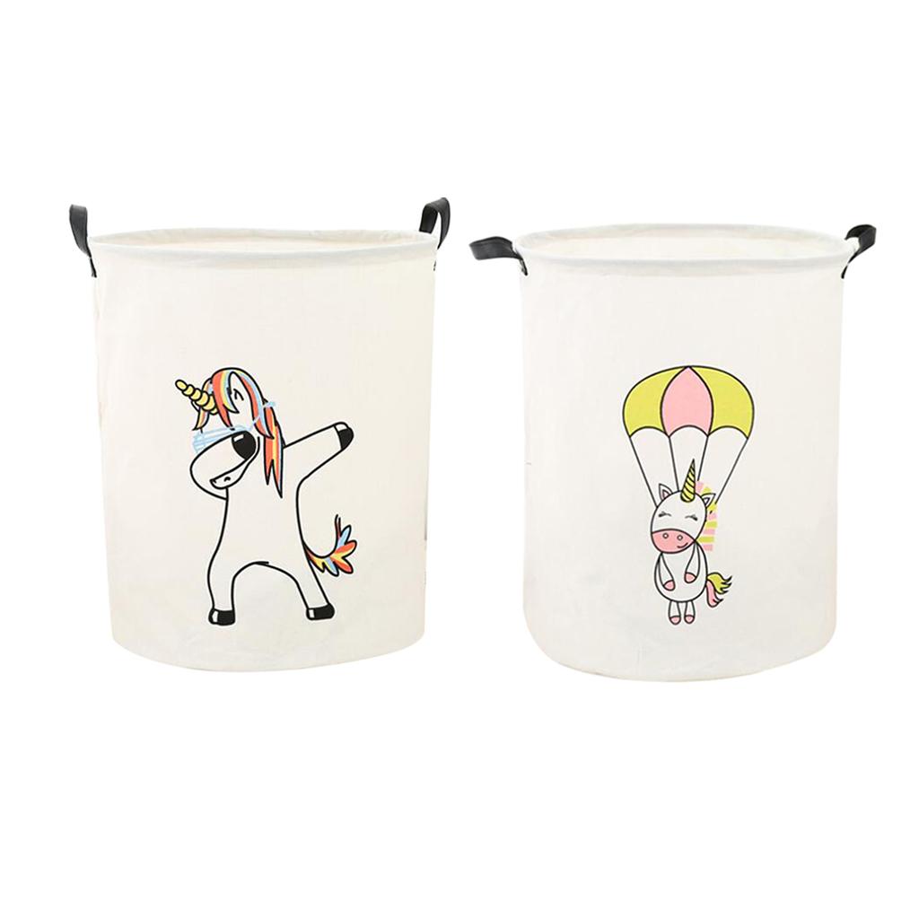 2pcs Children Room Toys Storage Basket Hamper Organizer Unicorn